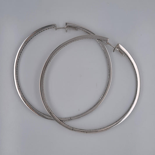 Large Pair of Vintage 3ct Diamond Hoop Earrings
