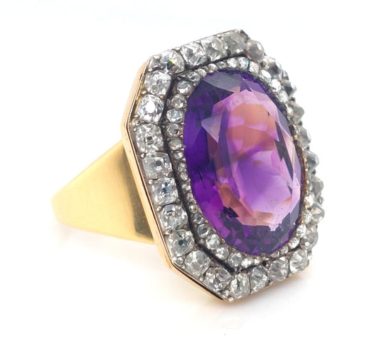 Georgian Amethyst and Diamond Cluster Ring Part 2