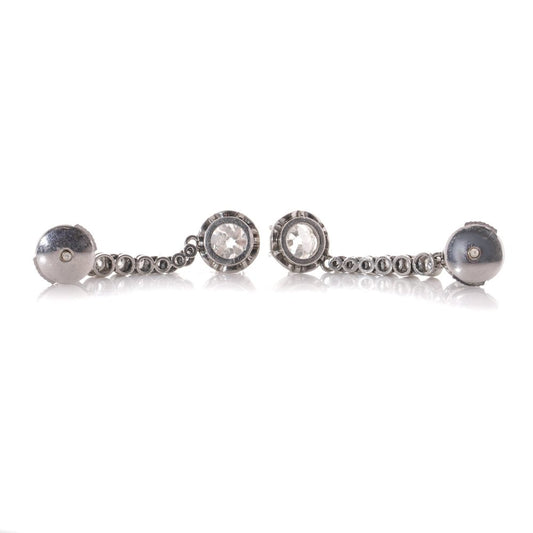 Antique Edwardian 2.64 Carats of Diamond Drop Earrings Set in 950 Platinum