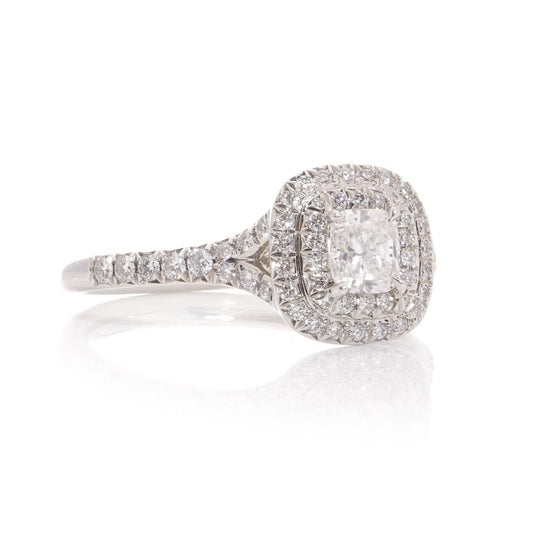 Tiffany & Co platinum diamond halo ring.