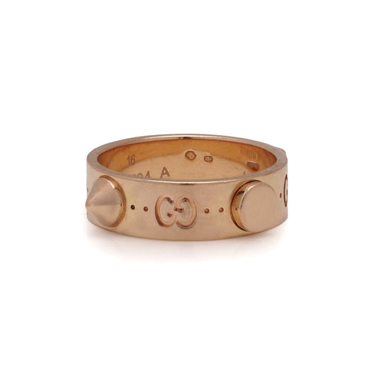Gucci Iconic Band Ring With Studs In 18 Carat Rose Gold