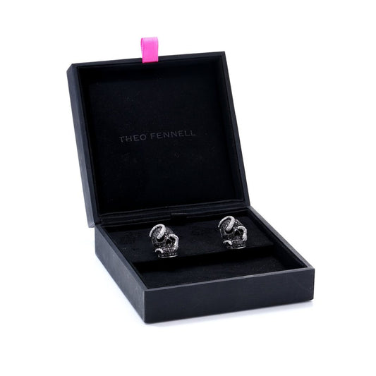 Theo Fennell 18 Carat Gold Black Diamond And Diamond Skull cufflinks