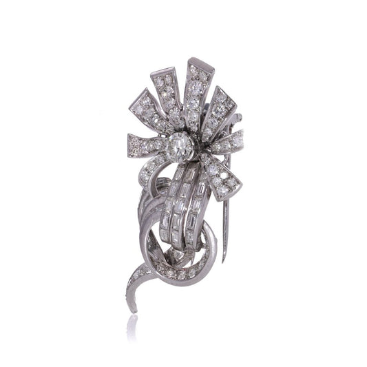 Vintage Cartier Diamond Brooch In Platinum