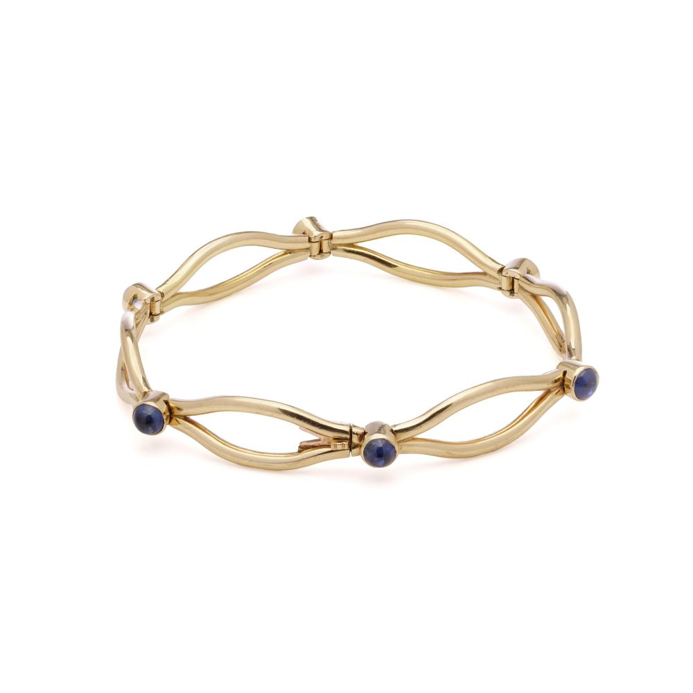 Faberge Sapphire Link Bracelet In 18 Carat Yellow Gold