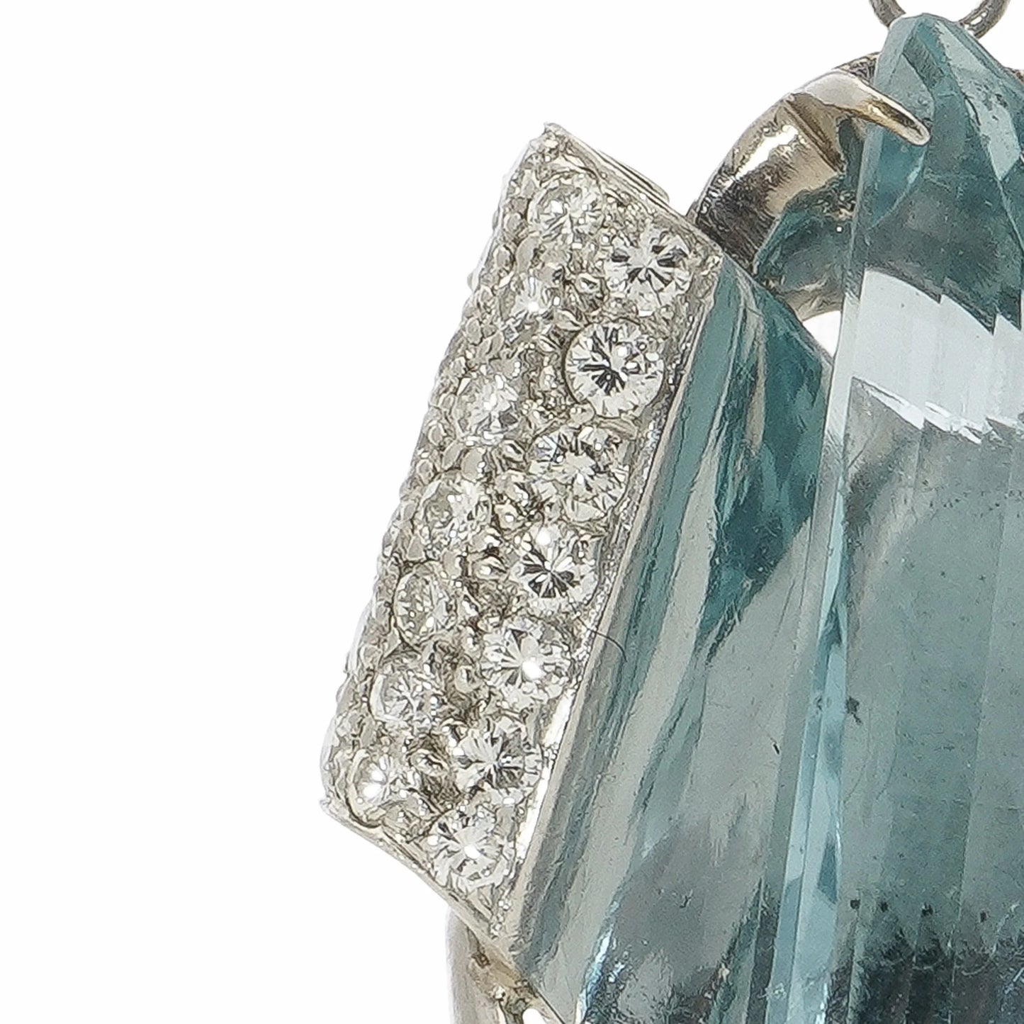 Natural Blue Topaz and Diamond Pendant in Platinum