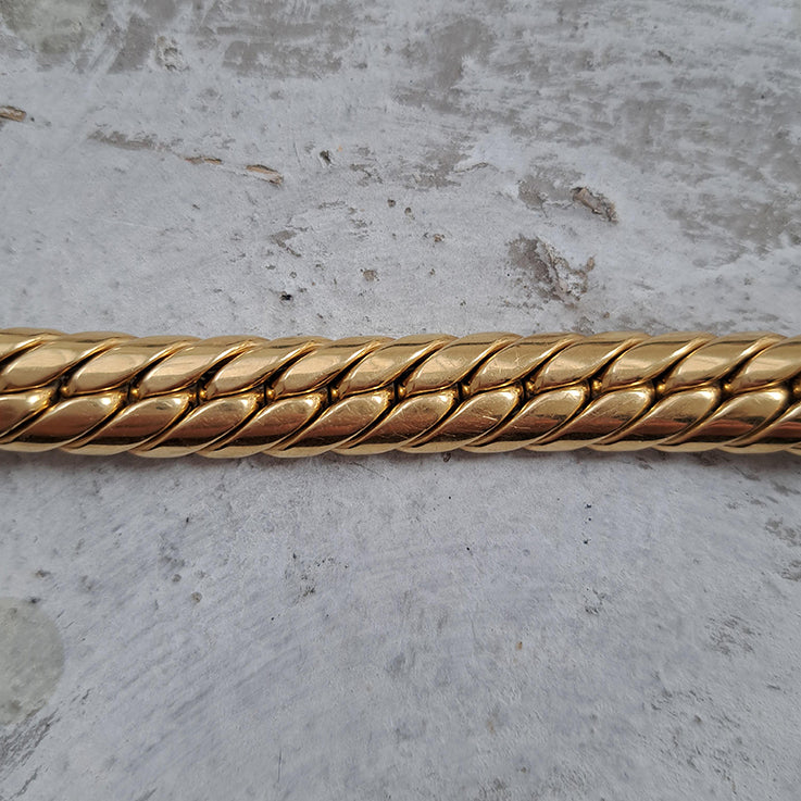 Antique Handcrafted Plaited Woven Double Strand 18ct Yellow Gold Bracelet