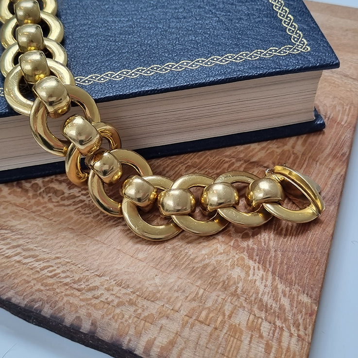 Retro Design 18ct Yellow Gold Fancy Circle Link Slinky Rollerball Bracelet