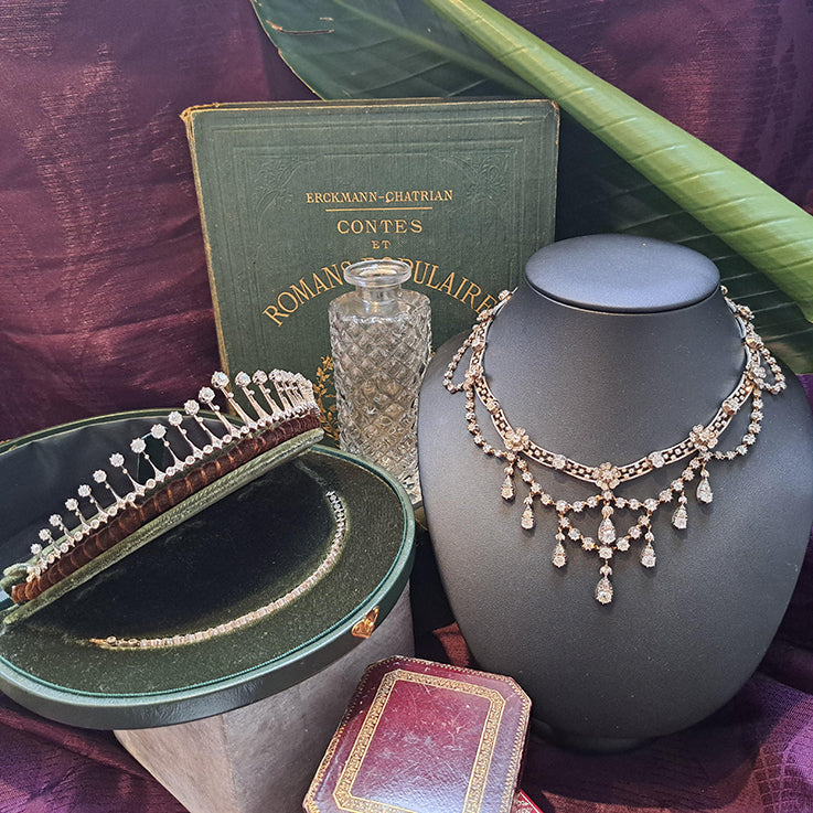 Antique German Belle Epoque 20cts Diamond Necklace By Royal Court Jewellers H Buckmann, Circa 1905