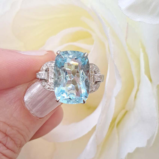 9.43ct Aquamarine and Diamond Dress Ring