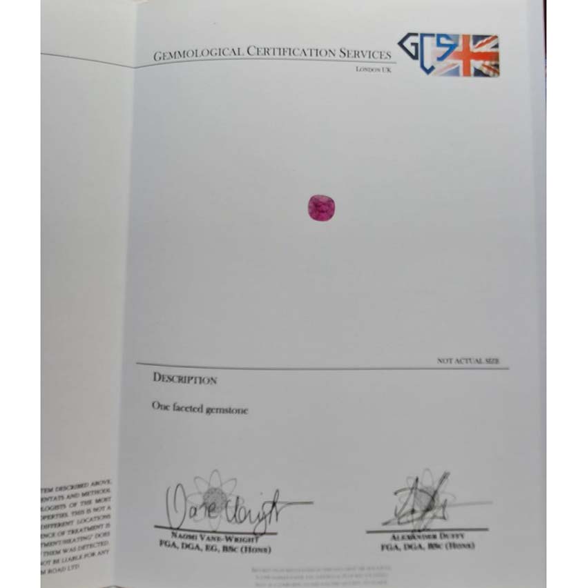 Certified Natural No Heat Ceylon Pink Sapphire Cluster Ring, 5.07ct cushion-shaped vivid pink sapphire with purple undertones surrounded by 1.80cts sparkling diamonds in platinum