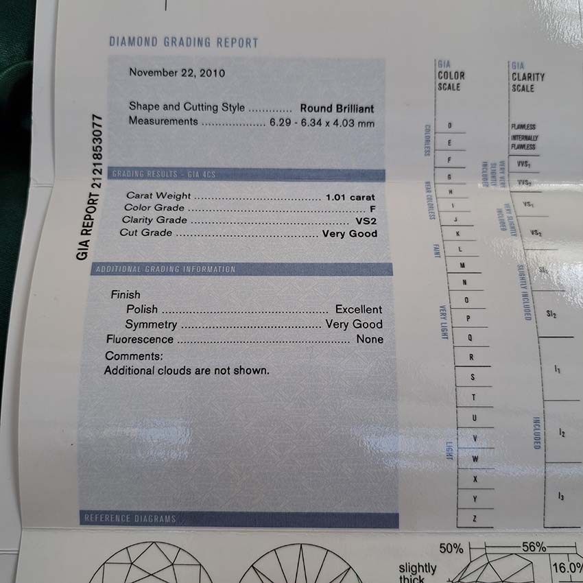 GIA Certified 1.01ct Diamond Three Stone Engagement Ring