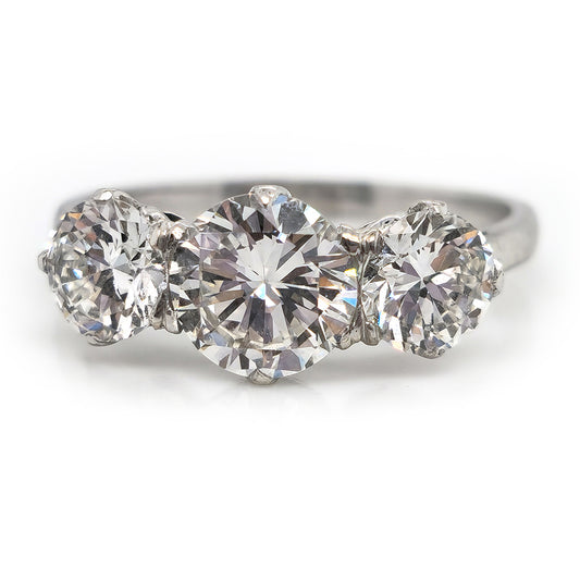 Diamond Three Stone Engagement Ring in Platinum, 2.35 carats