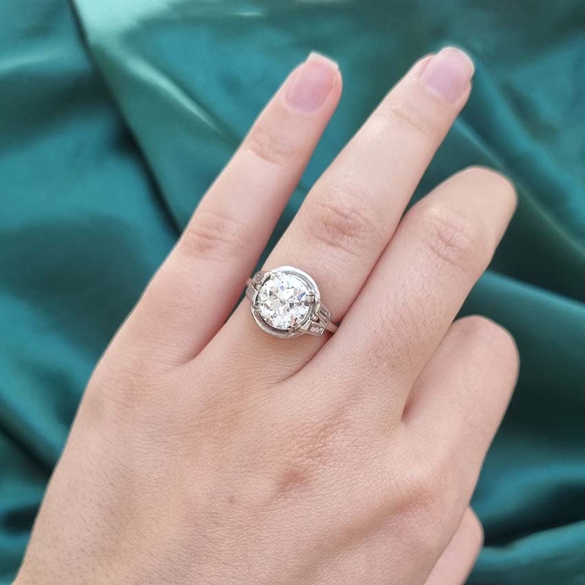 Antique Art Deco 2.40ct Old European Cut Diamond Ring