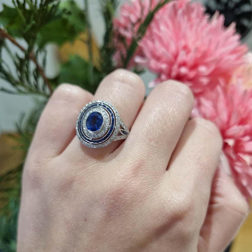 1.41ct Sapphire and Diamond Cluster Dress Ring