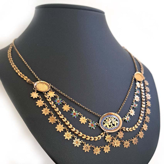 Antique Georgian French Enamelled Gold Collar Necklace