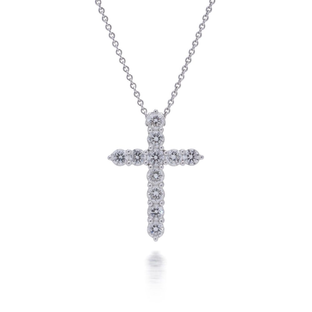 Graff 18 Carat White Gold Diamond Cross Pendant Necklace