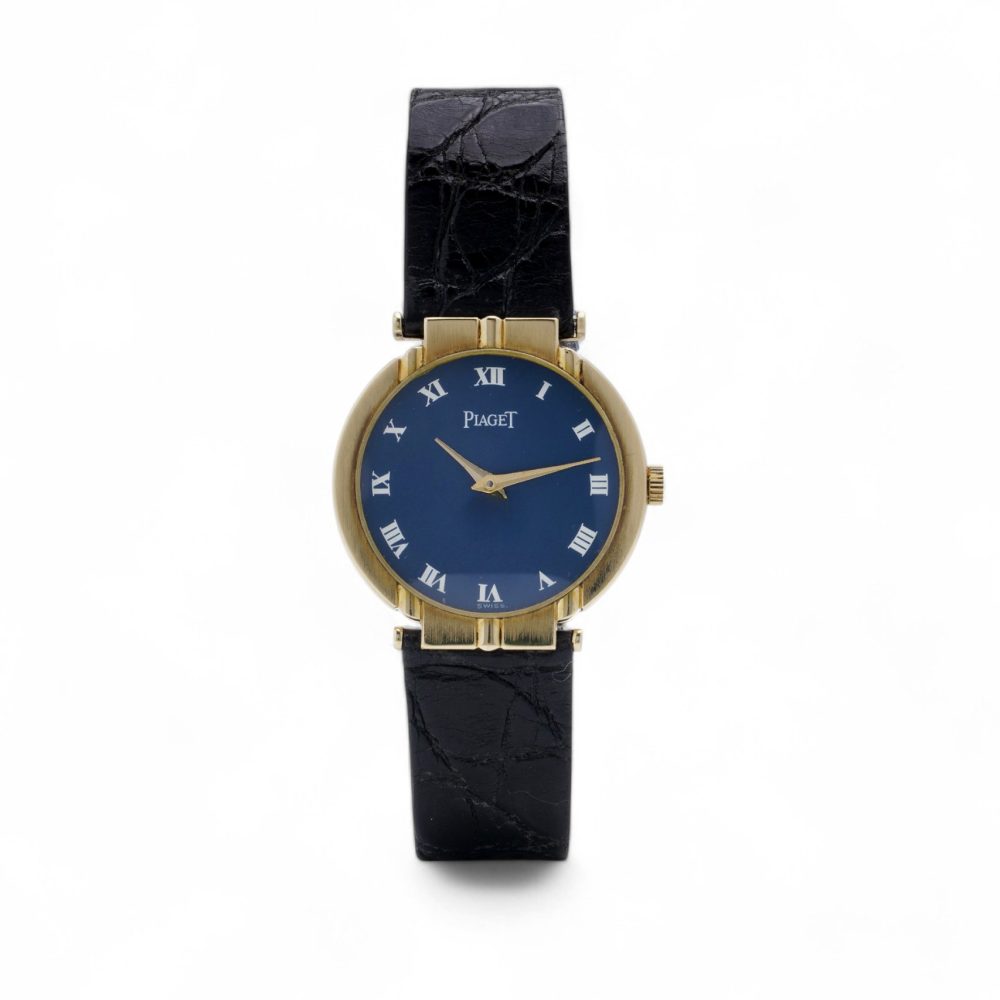Piaget 18 Carat Gold Wristwatch with Blue Dial