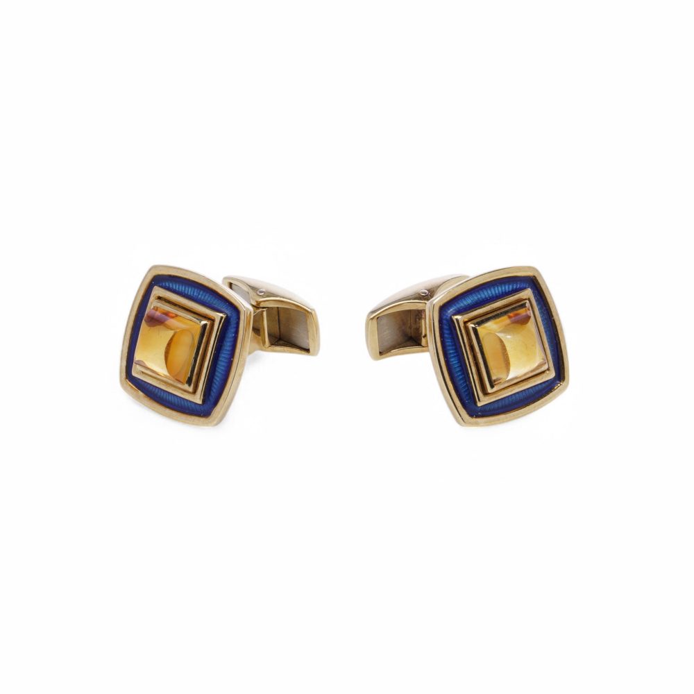 AMR Shaker 18 Carat Yellow Gold Citrine Cufflinks