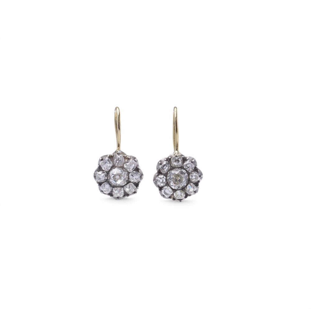 Victorian Diamond Drop Earrings In 18 Carat Gold And Silver