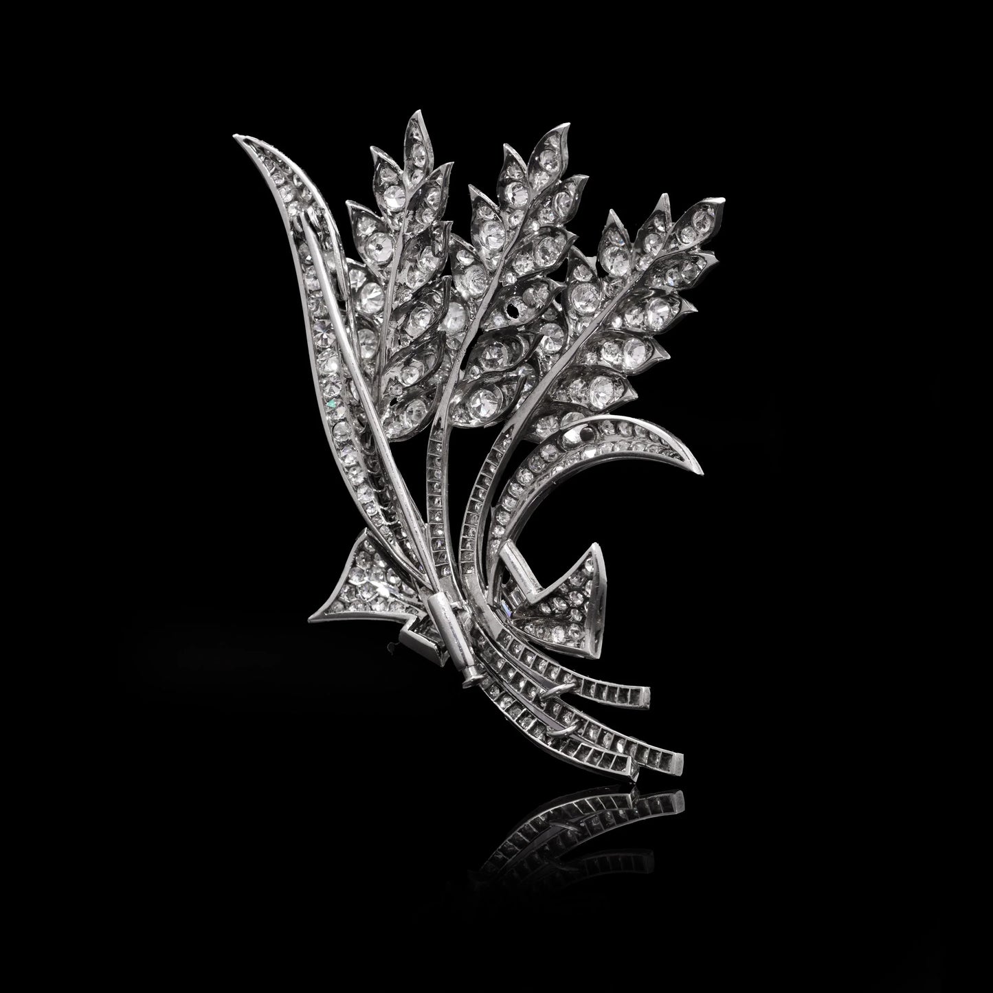 Art Deco 1920s Platinum Flower Bouquet Brooch With 6.00 carat diamonds