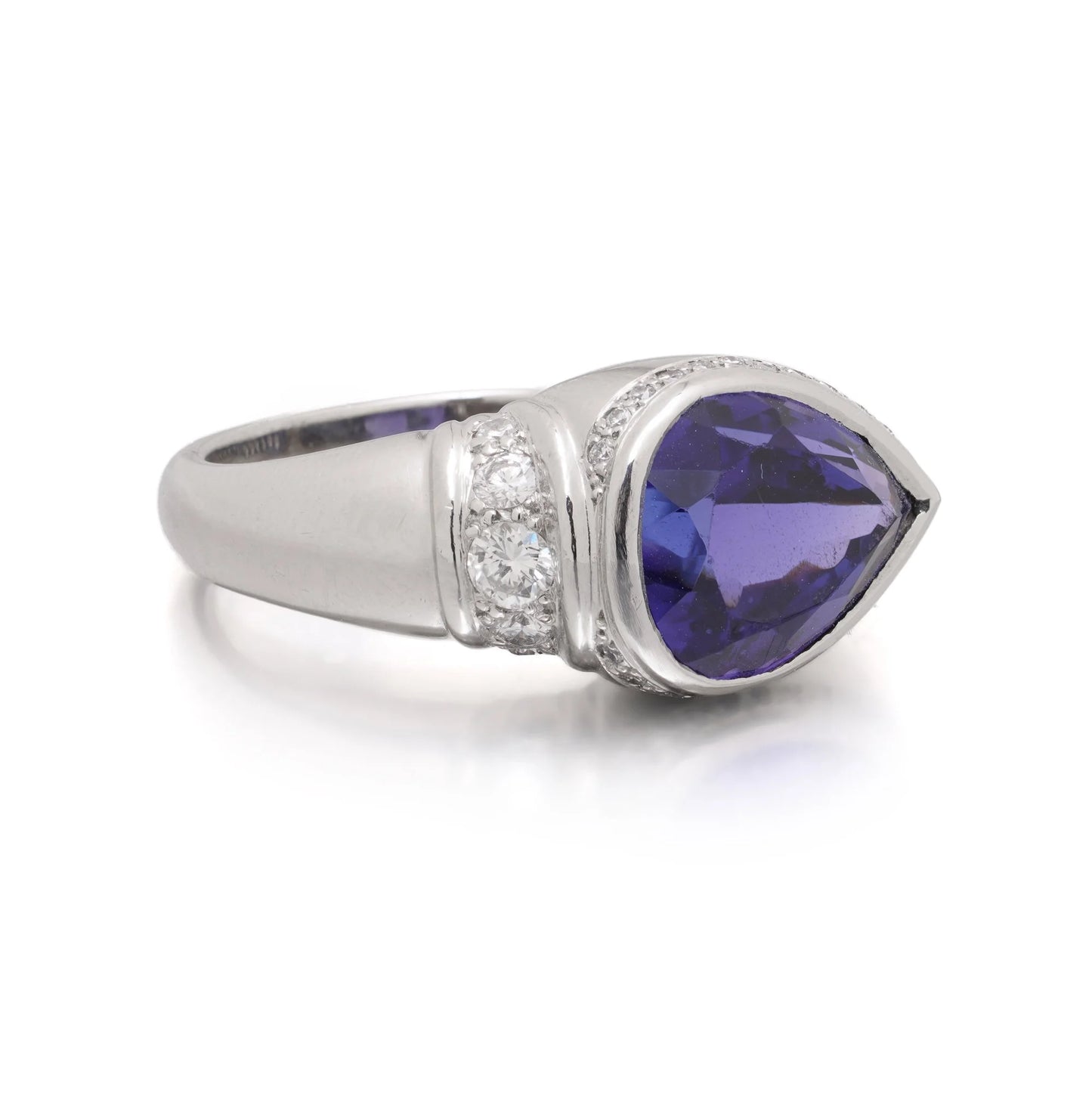 9.35ct Pear Cut Tanzanite and Diamond Ring in Platinum