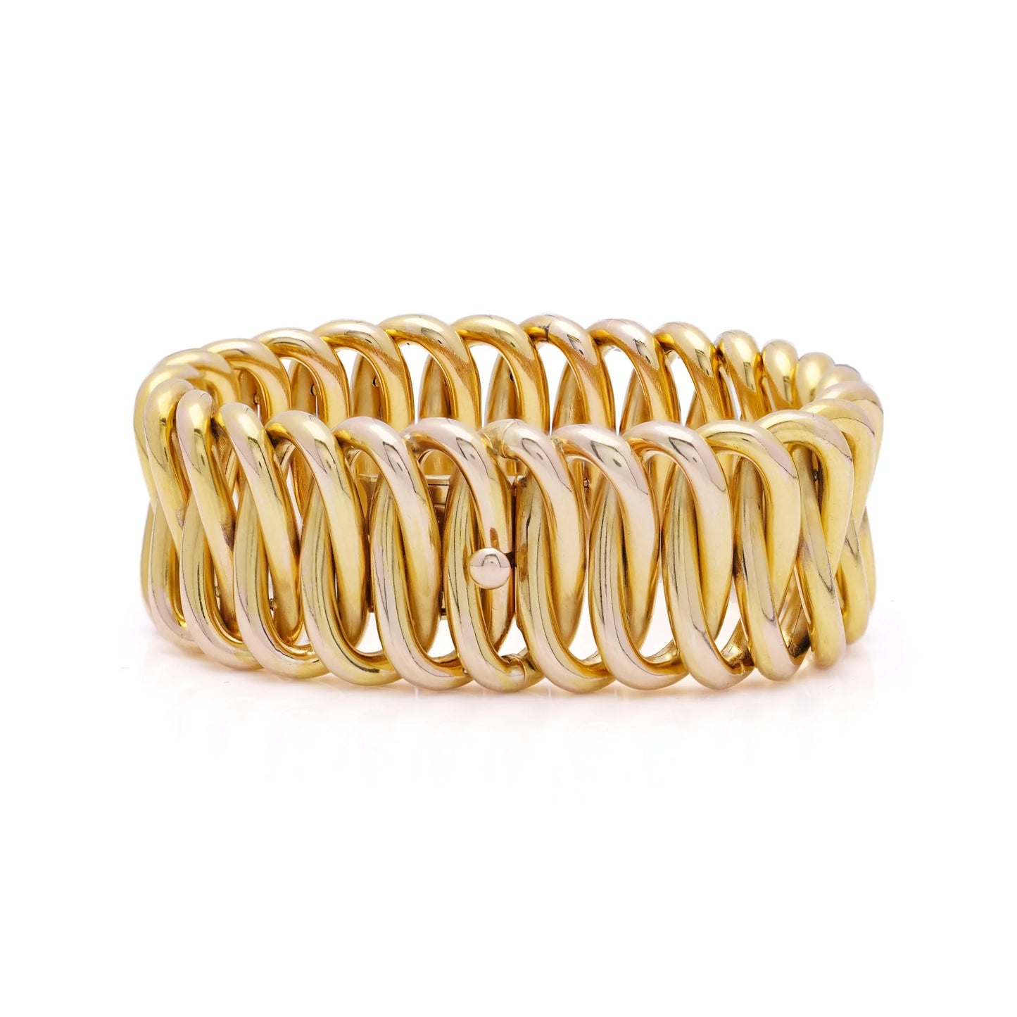 Vintage French Retro 18ct Yellow Gold Wave Design Bracelet