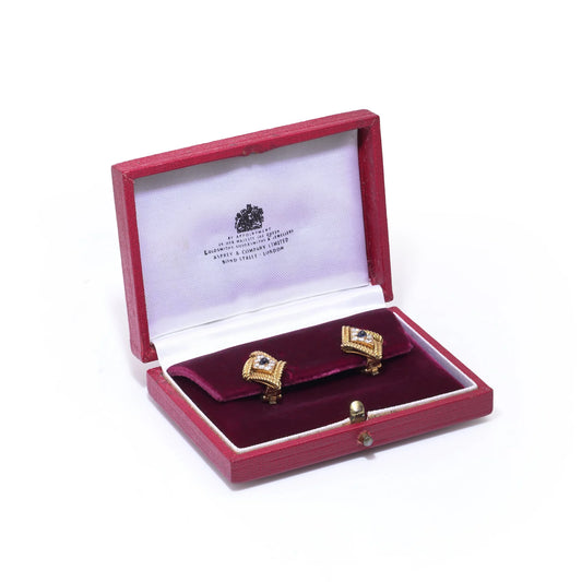 Asprey 18ct Gold Sapphire and Diamond Clip On Earrings