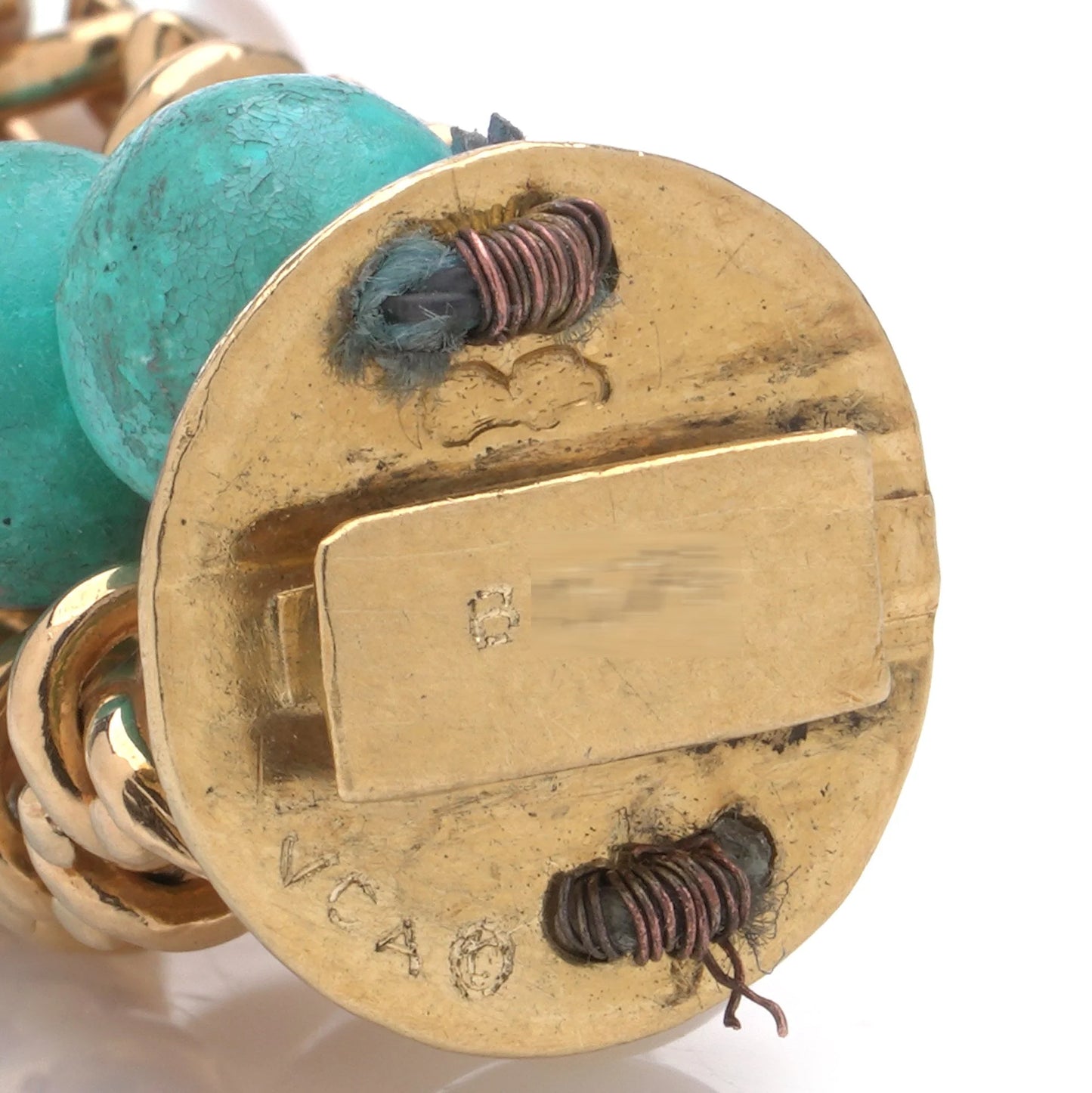 Vintage Van Cleef and Arpels Turquoise Pearl Gold Twist Bracelet