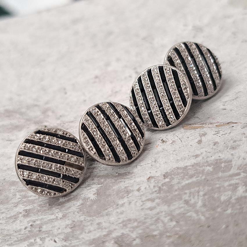 Antique Art Deco Black Onyx and Diamond Cufflinks