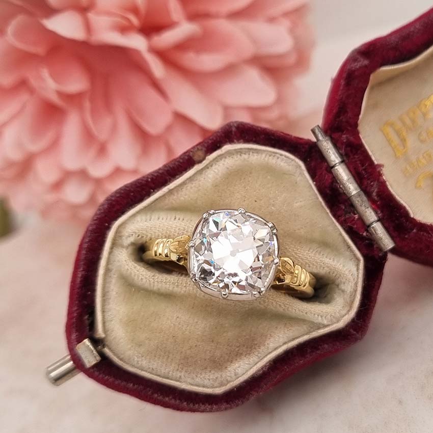 Georgian Style 2.72ct Old Cut Diamond Solitaire Engagement Ring