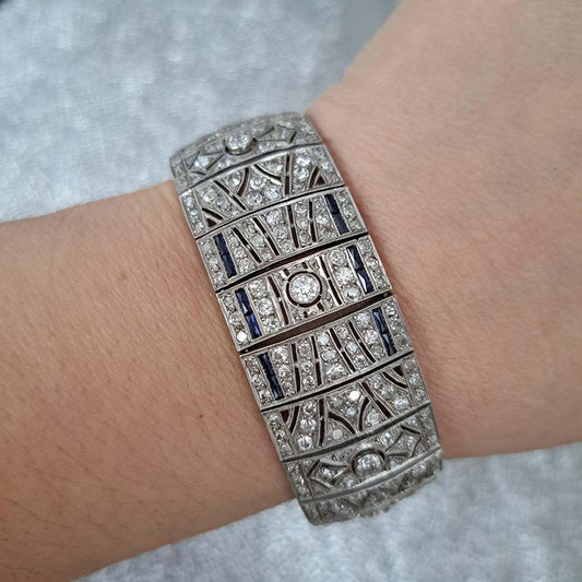 Art Deco Sapphire and Diamond Bracelet in Platinum