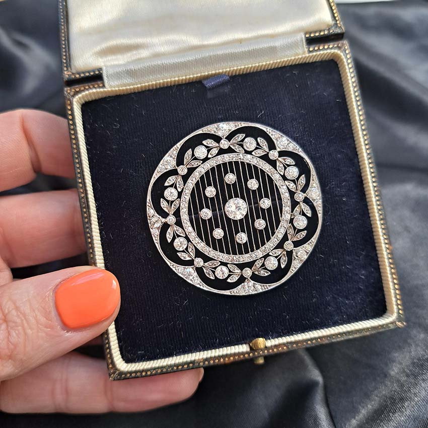 Antique Edwardian Circular Diamond Set Openwork Pendant Brooch, 1910