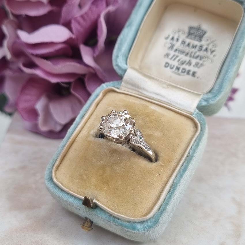 Art Deco 1.90ct Old Mine Cut Diamond Solitaire Engagement Ring