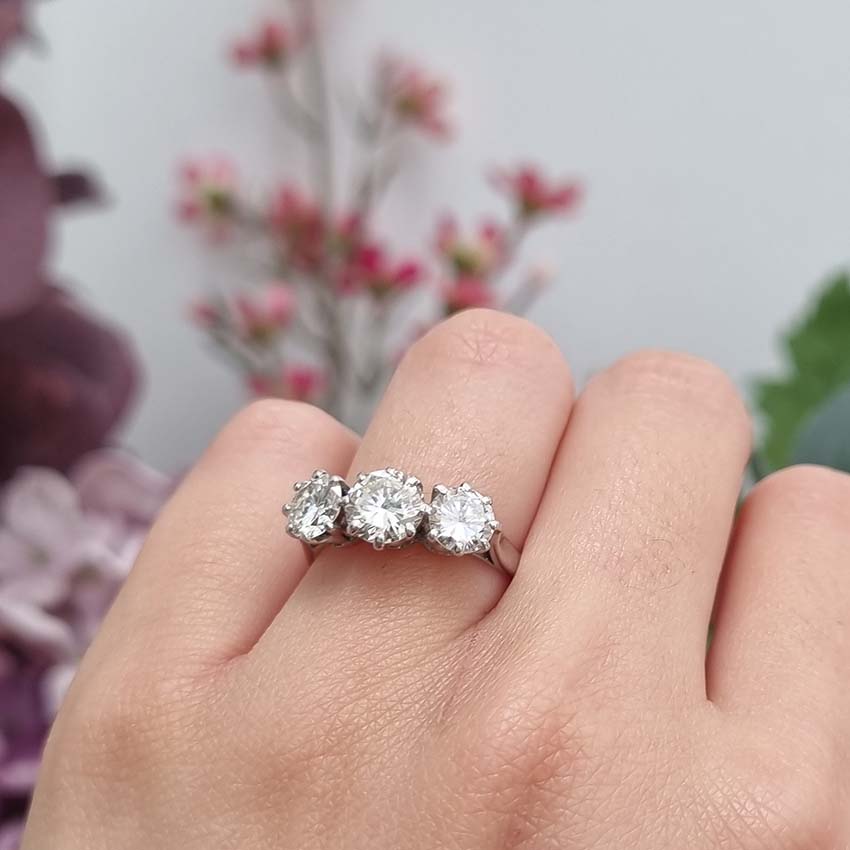 2.5ct Diamond Three Stone Engagement Ring in Platinum