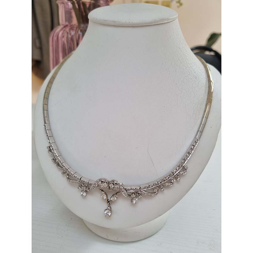 Antique Art Deco French 3ct Diamond Necklace