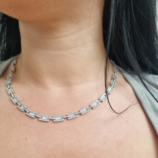 Contemporary Diamond Cluster Necklace, 10 carat total