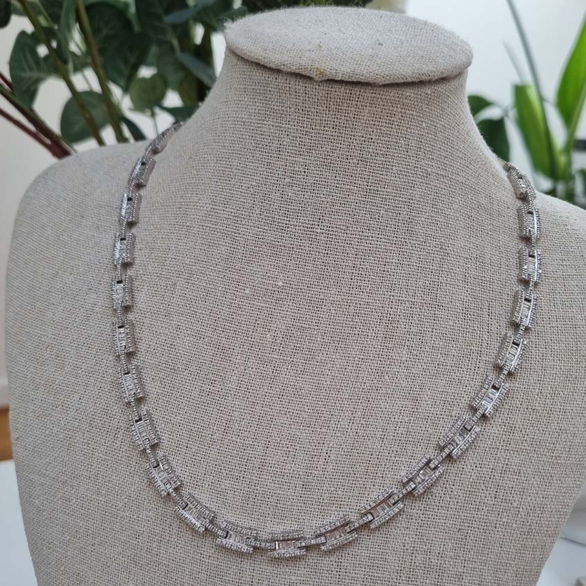 Contemporary Diamond Cluster Necklace, 10 carat total