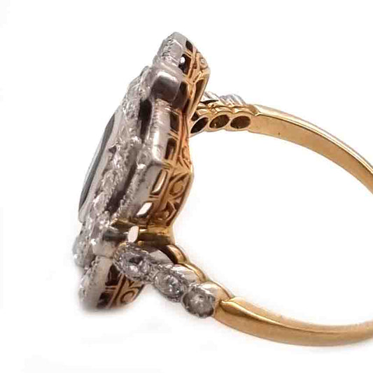 Edwardian Antique Sapphire and Diamond Cluster Dress Ring