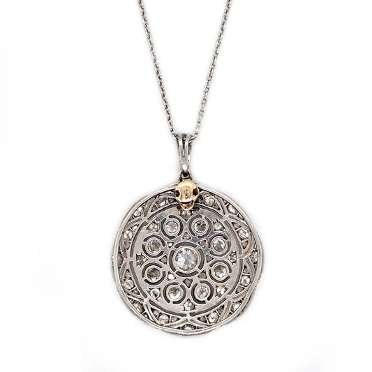 Belle Epoque Antique Old Cut Diamond Circular Pendant