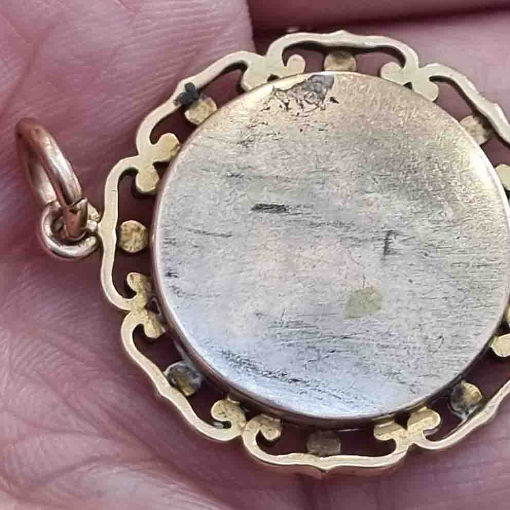 Antique Red and Green Enamel and Gold Mourning Pendant