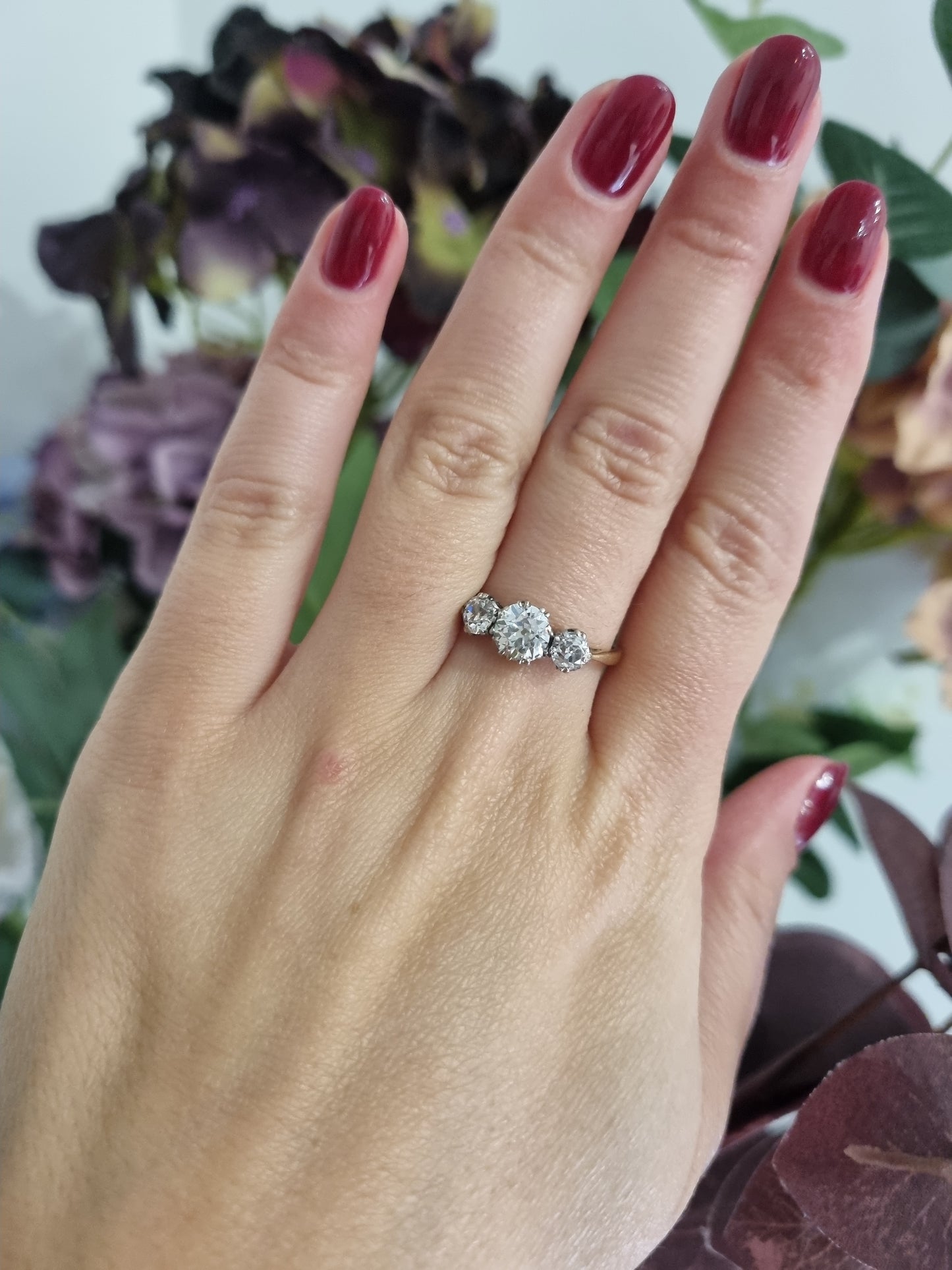 Vintage Art Deco Diamond Three Stone Engagement Ring, 2cts