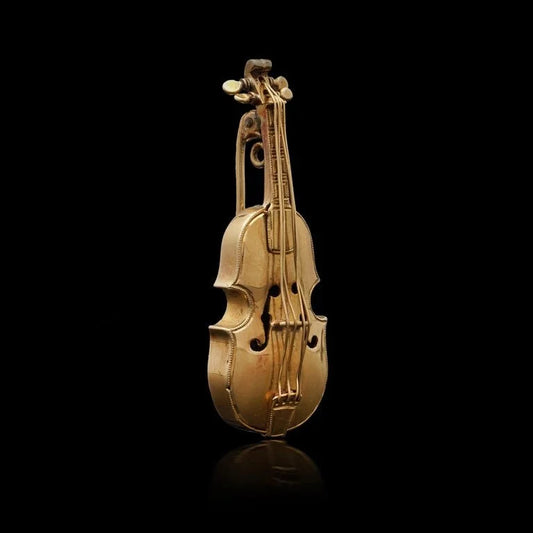 Vintage 18ct Yellow Gold Violin Brooch
