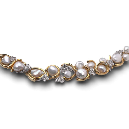 Julia Plana 18 Carat Gold Diamond And South Sea Pearl Necklace