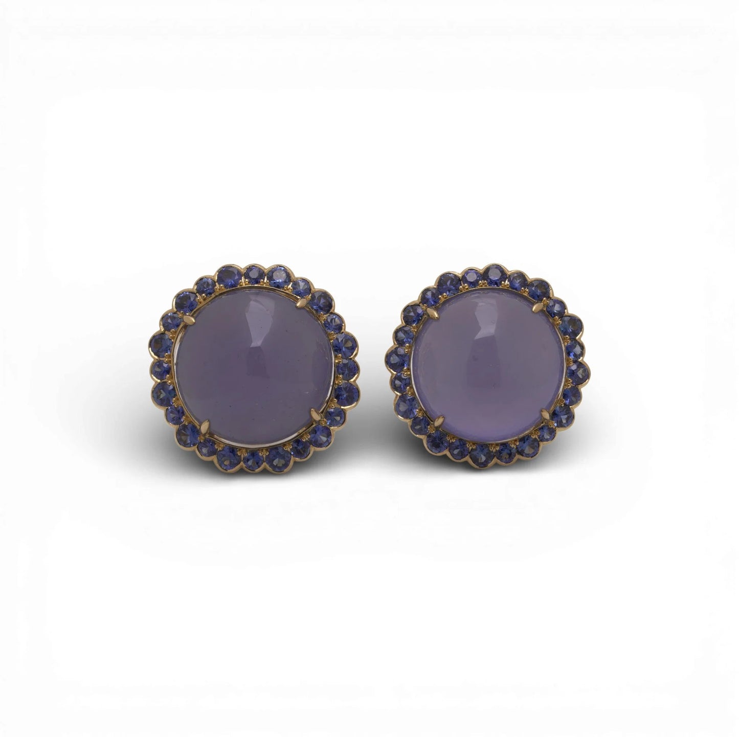 Vintage 1970's 18 Carat Gold Sapphire And Chrysoberyl Clip Earrings