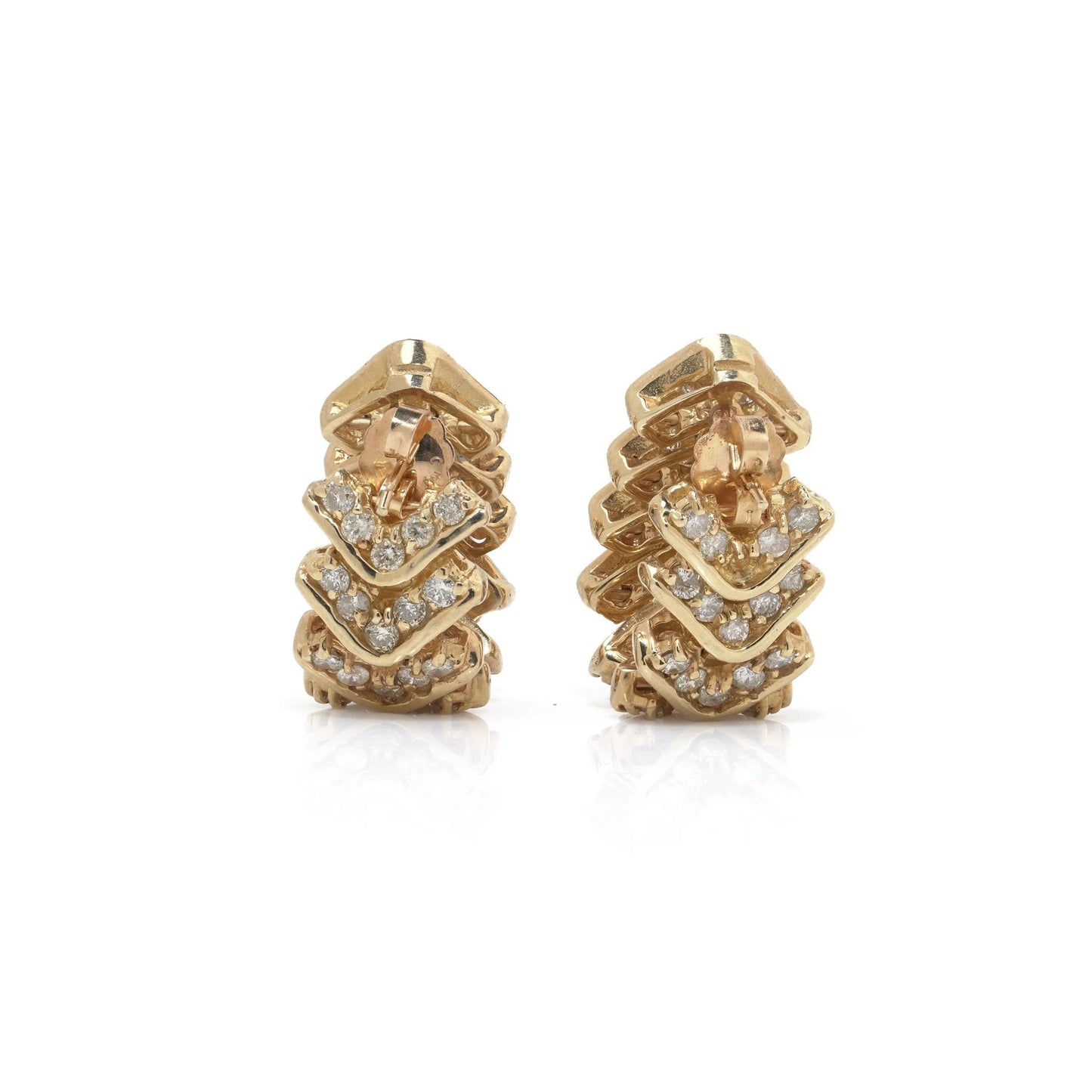Vintage 14 Carat Gold Diamond Day And Night Earrings