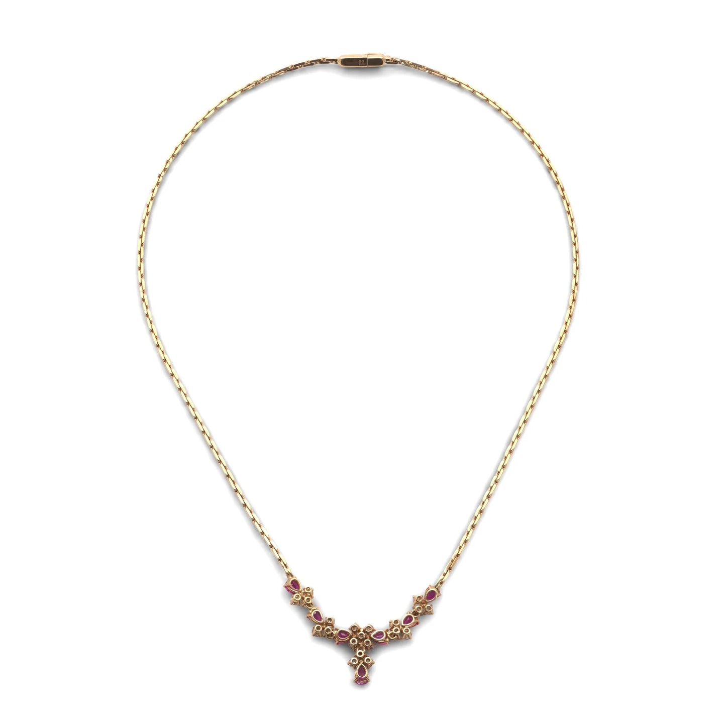 Vintage 18 Carat Gold Ruby And Diamond Necklace, 1983