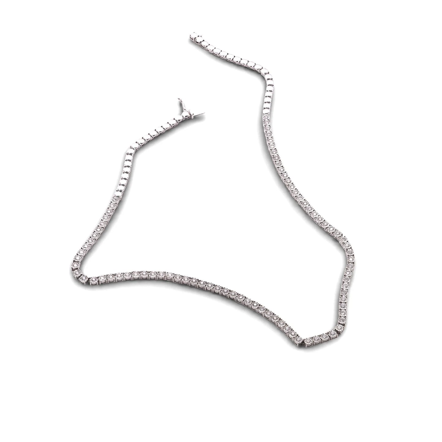 Vintage Diamond Tennis Necklace 3.36ct Total in 18ct White Gold