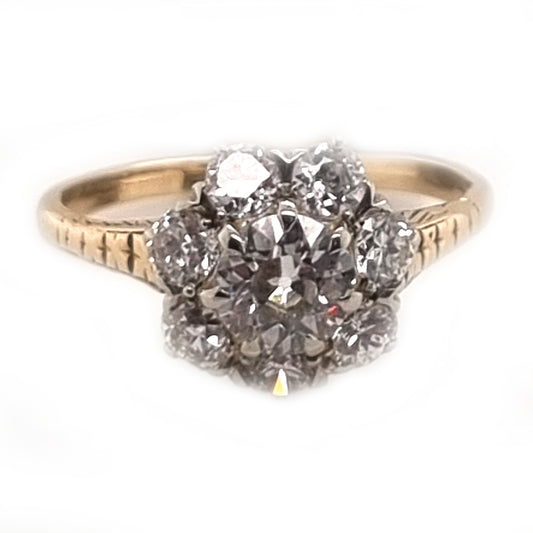Antique Edwardian Diamond Cluster Engagement Ring, 1.80cts