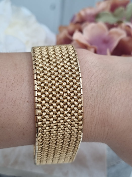 French 1960s 18ct Yellow Gold Mesh Link Bracelet