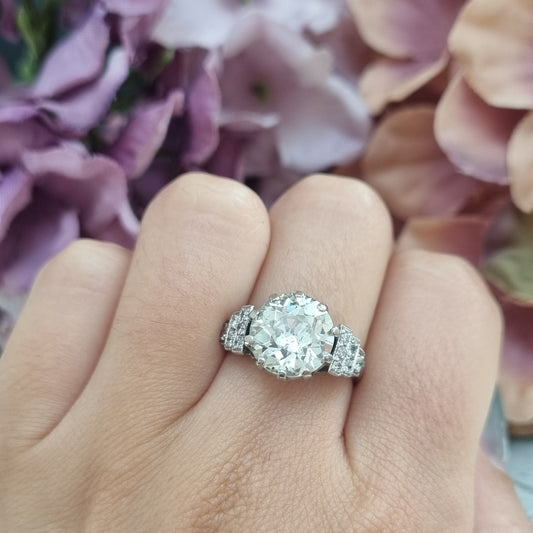 Vintage 4.20ct Old Cut Diamond Solitaire Engagement Ring